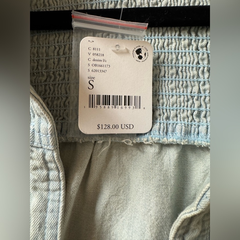 Free People Vanessa Denim Oversized Tunic Top, Light Blue - Picture 6 of 6